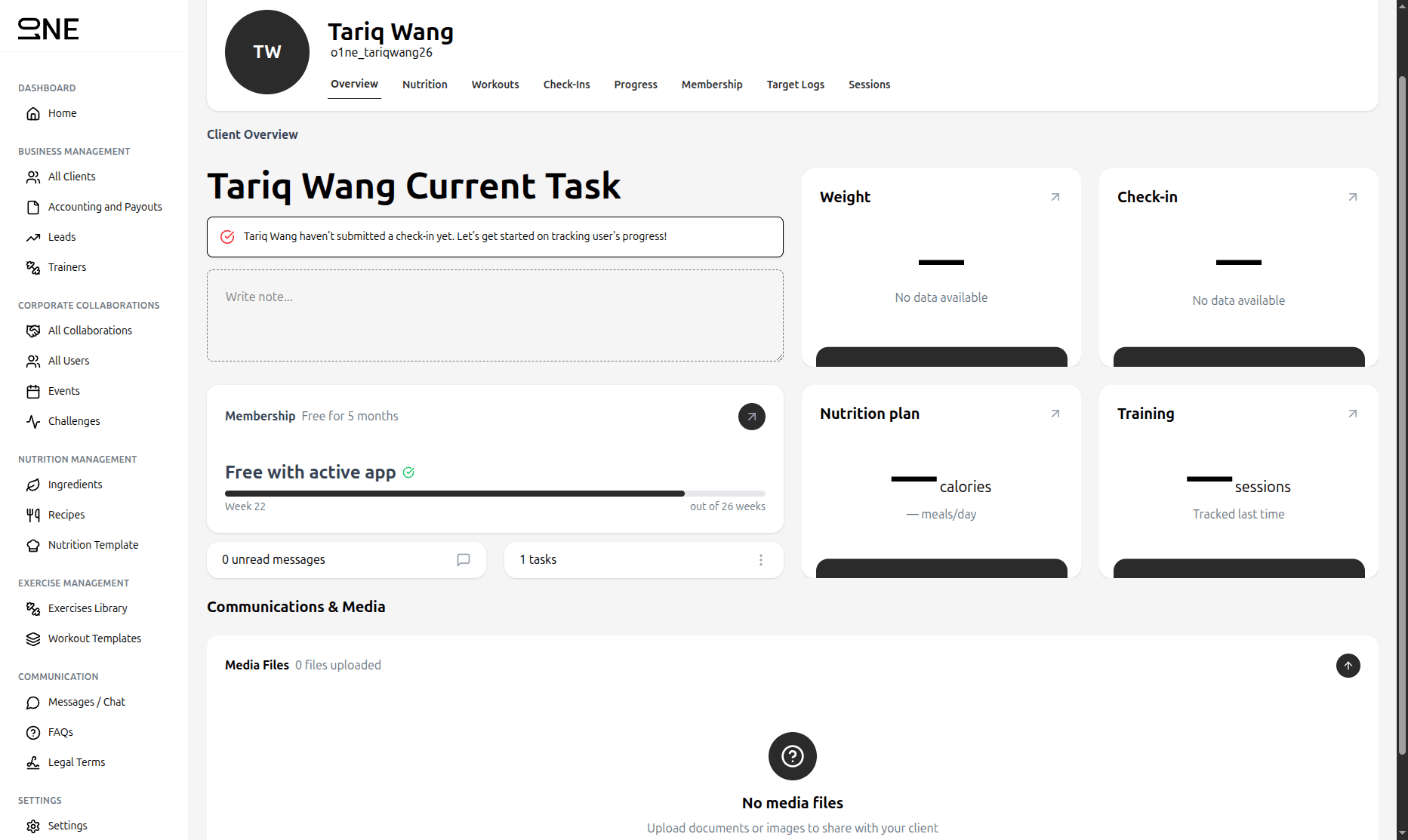 ONE partner dashboard