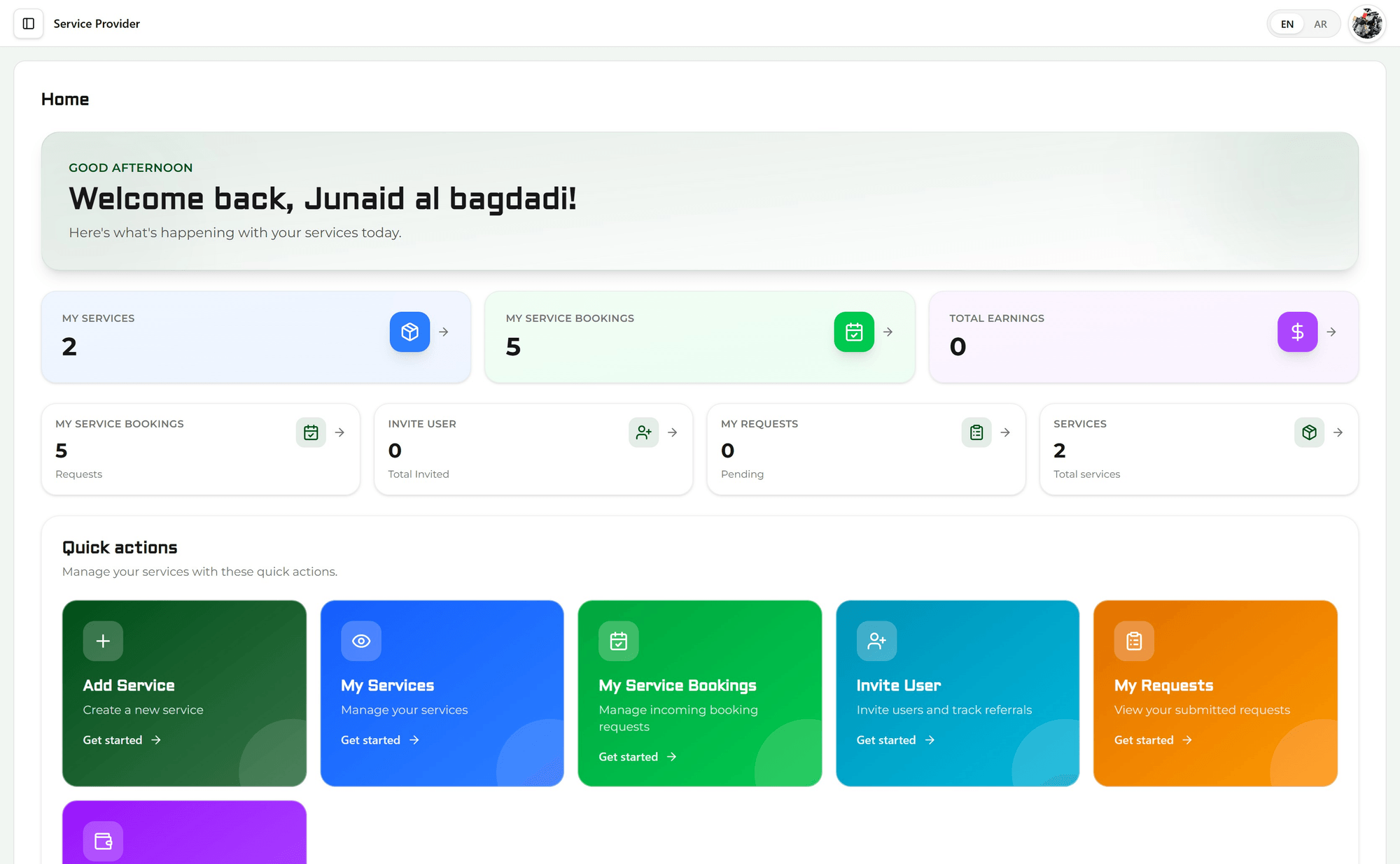 Partora service provider dashboard