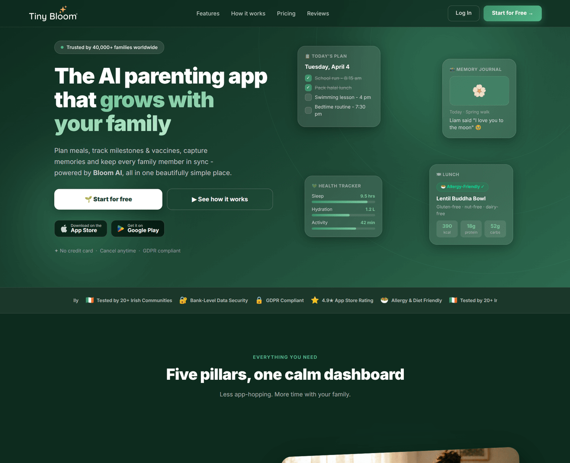 TinyBloom product experience hero